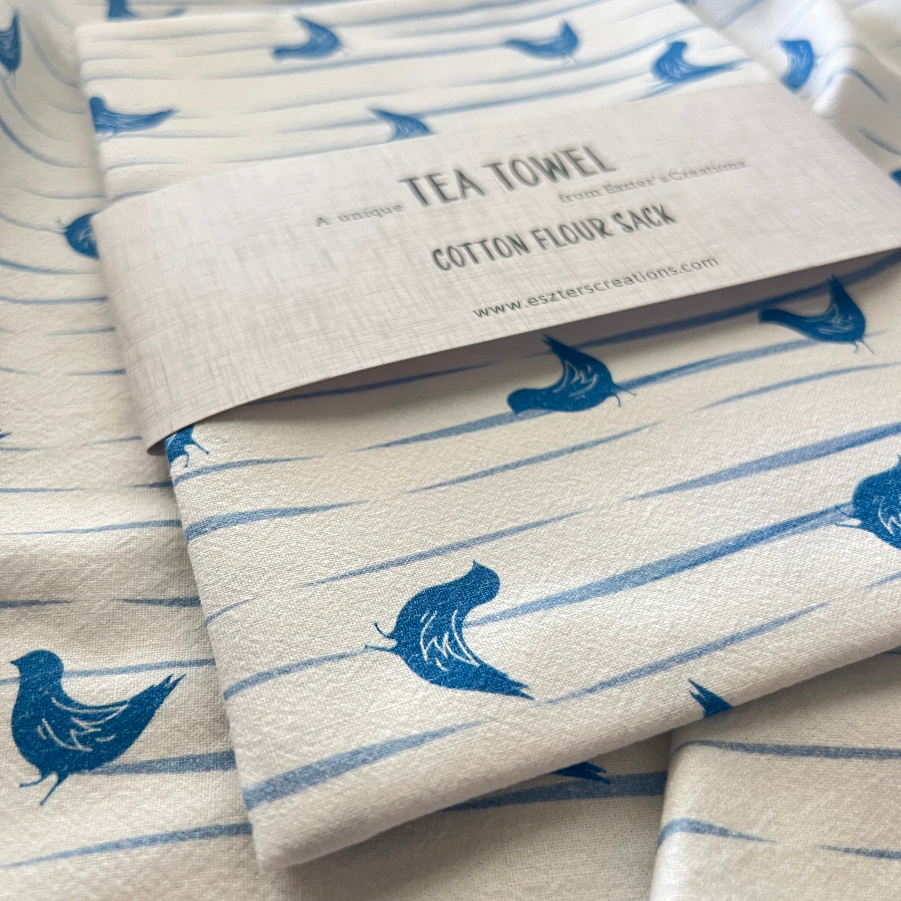 Birds on wire - Tea Towel