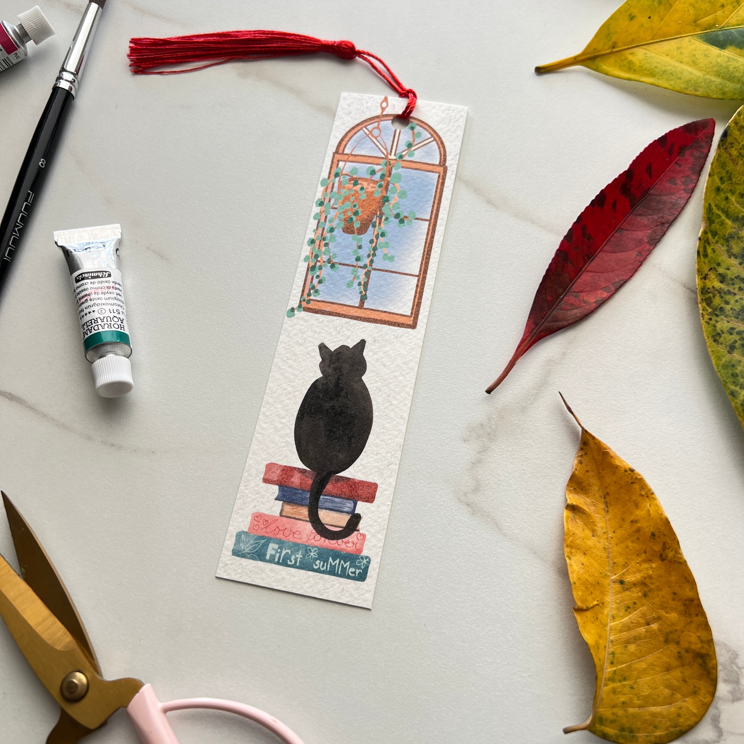 The pondering cat bookmark