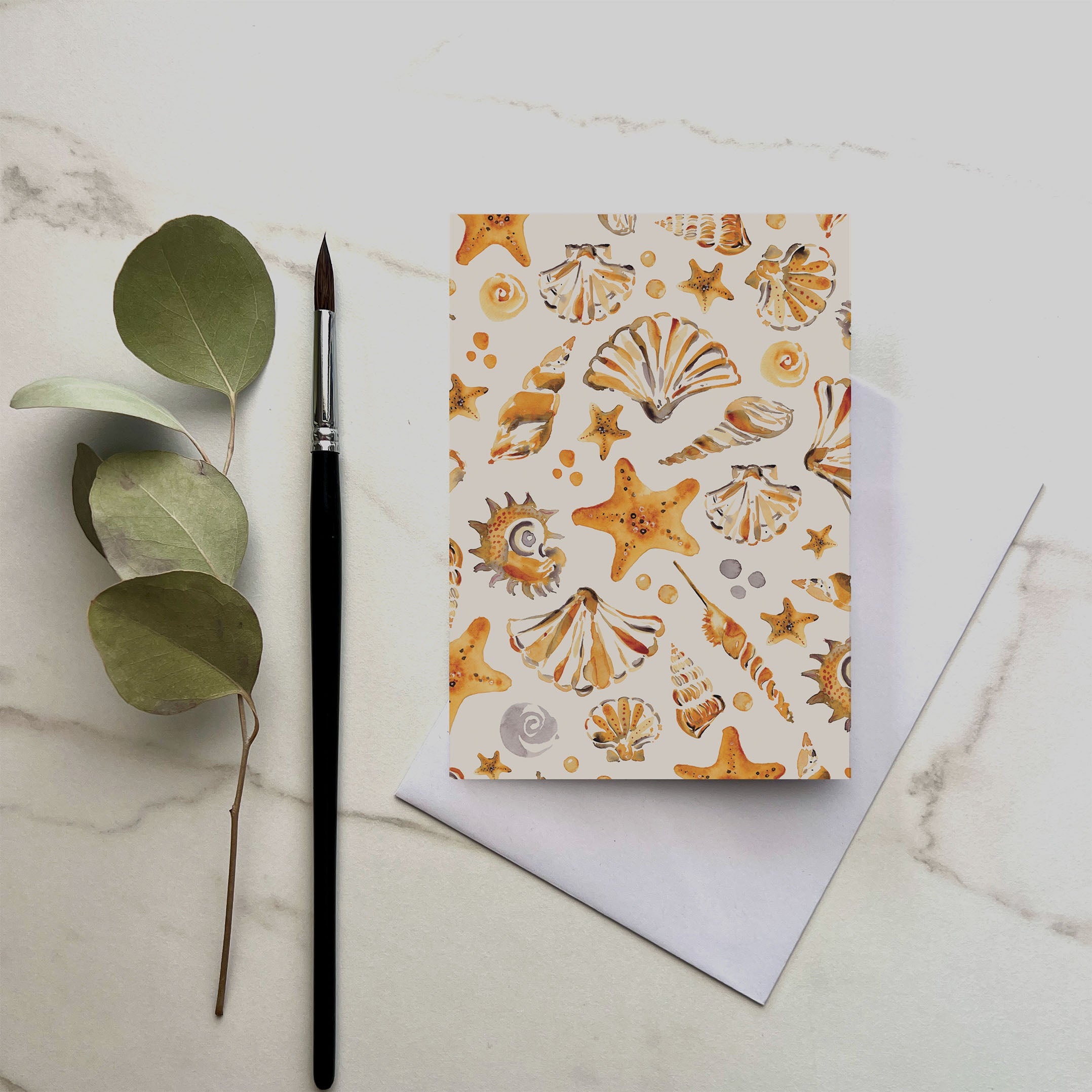Watercolour seashells - Greeting Card