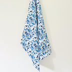 Blue folklore tea towel