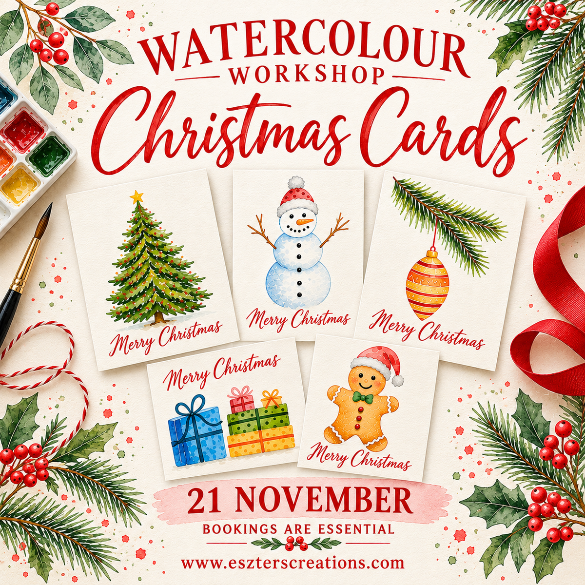 Christmas Card Watercolour Workshop - 21 November