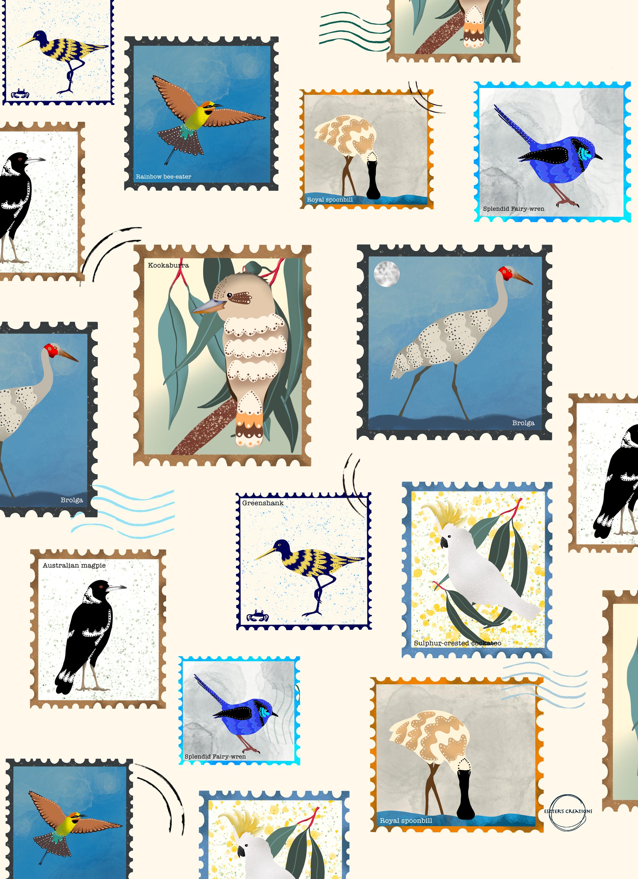 Australian birds tea towel featuring colourful  native bird illustrations.