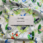 cotton teatowel with beautiful watercolor birds 