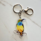 Colourful watercolour Australian Sunbird keychain by Eszter’s Creations