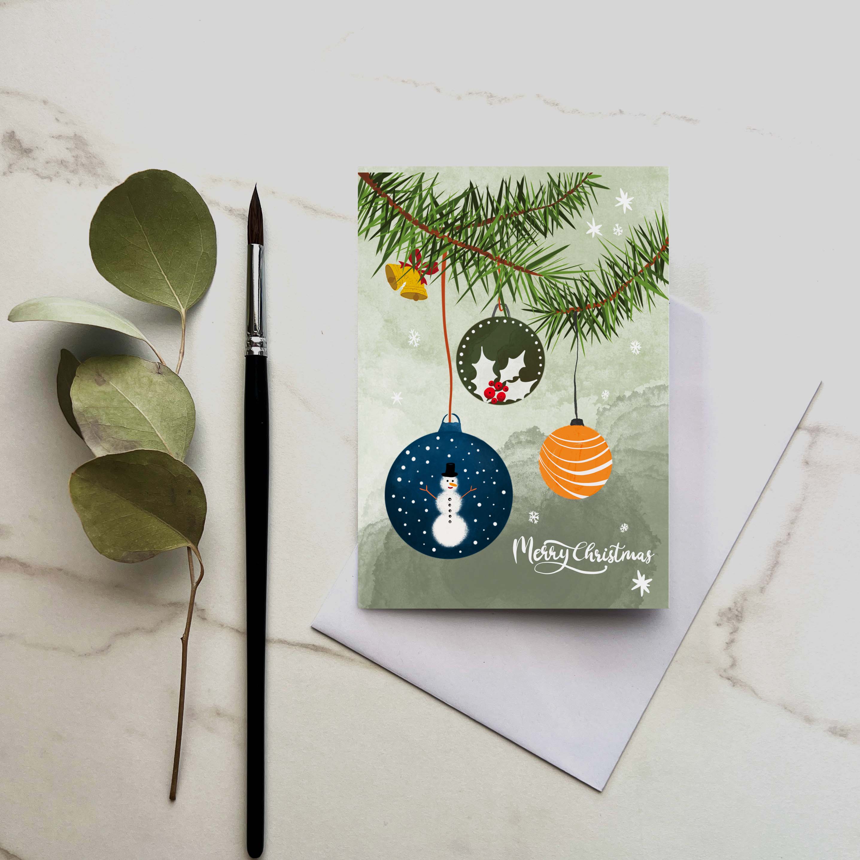 Christmas Baubles – Greeting Card