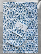 Blue folklore tea towel