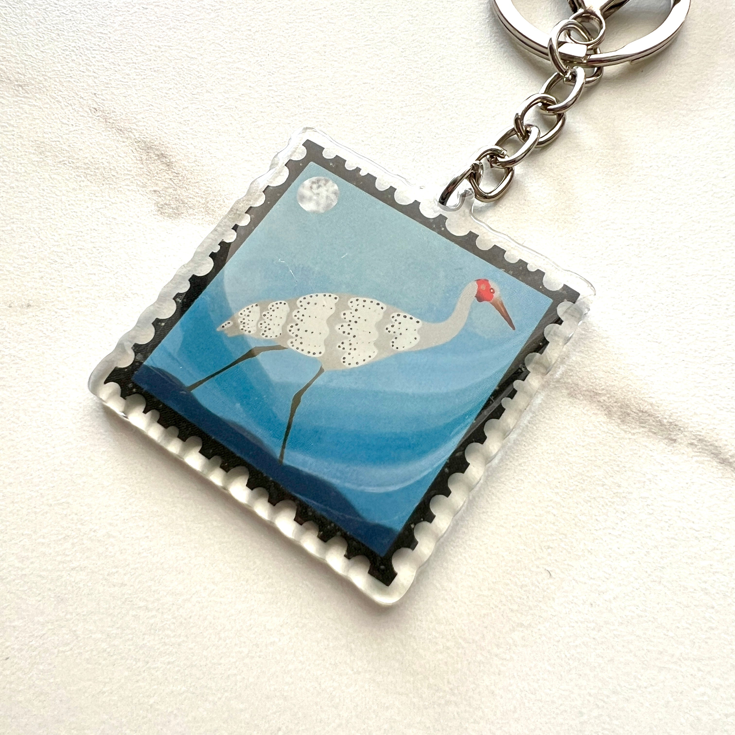 brolga keyring in blue and gray by Eszter's Creations