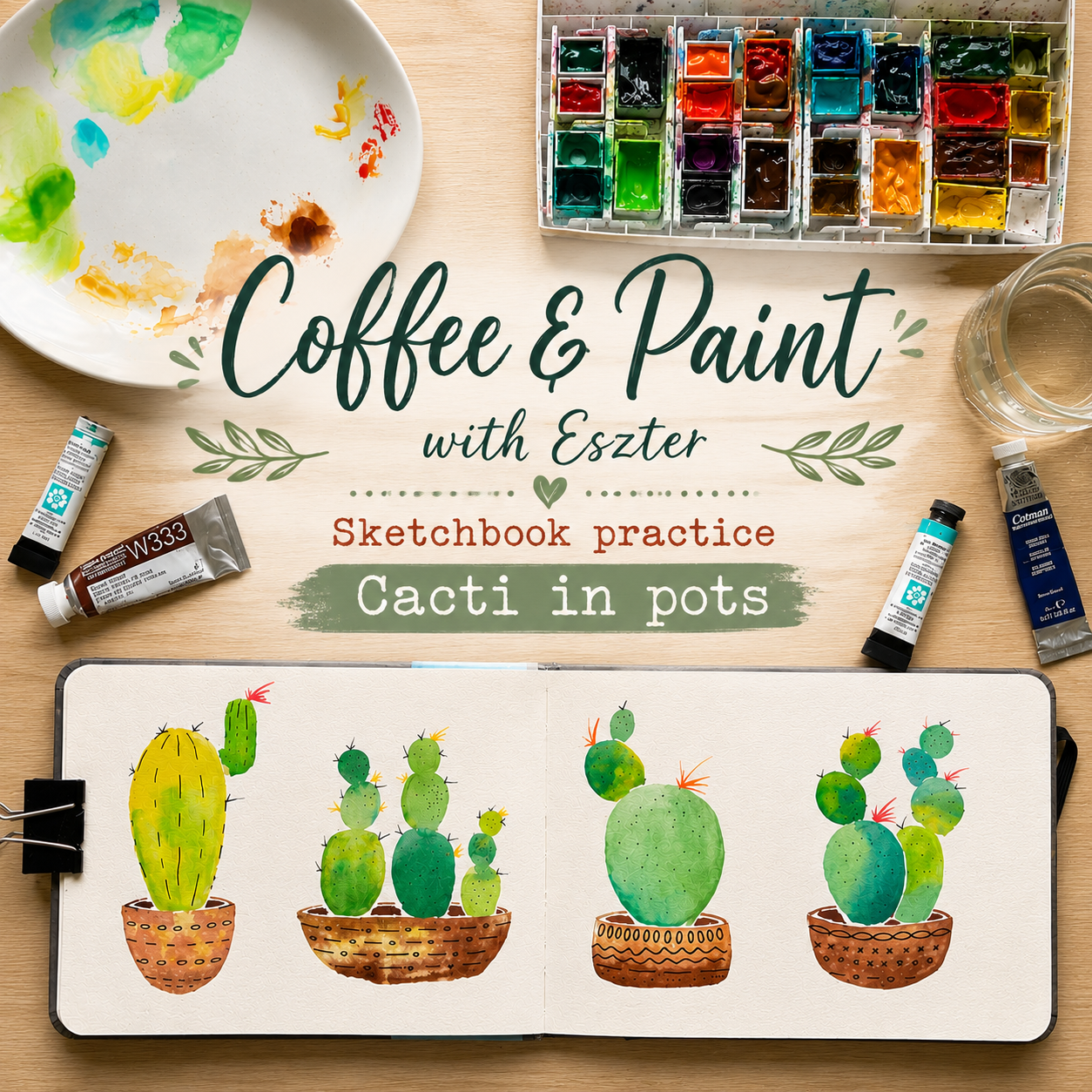 Coffee & Paint Series – Cacti in Pots