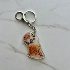 cute curious curlew keychain based on watercolour painting 