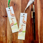 Handmade watercolour bookmarks featuring bush stone curlew birds from Australia.