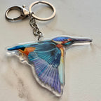Watercolour kingfisher keychain by Eszter's Creations.