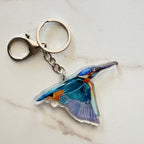 keychain with watercolour kingfisher painting by australian artist 