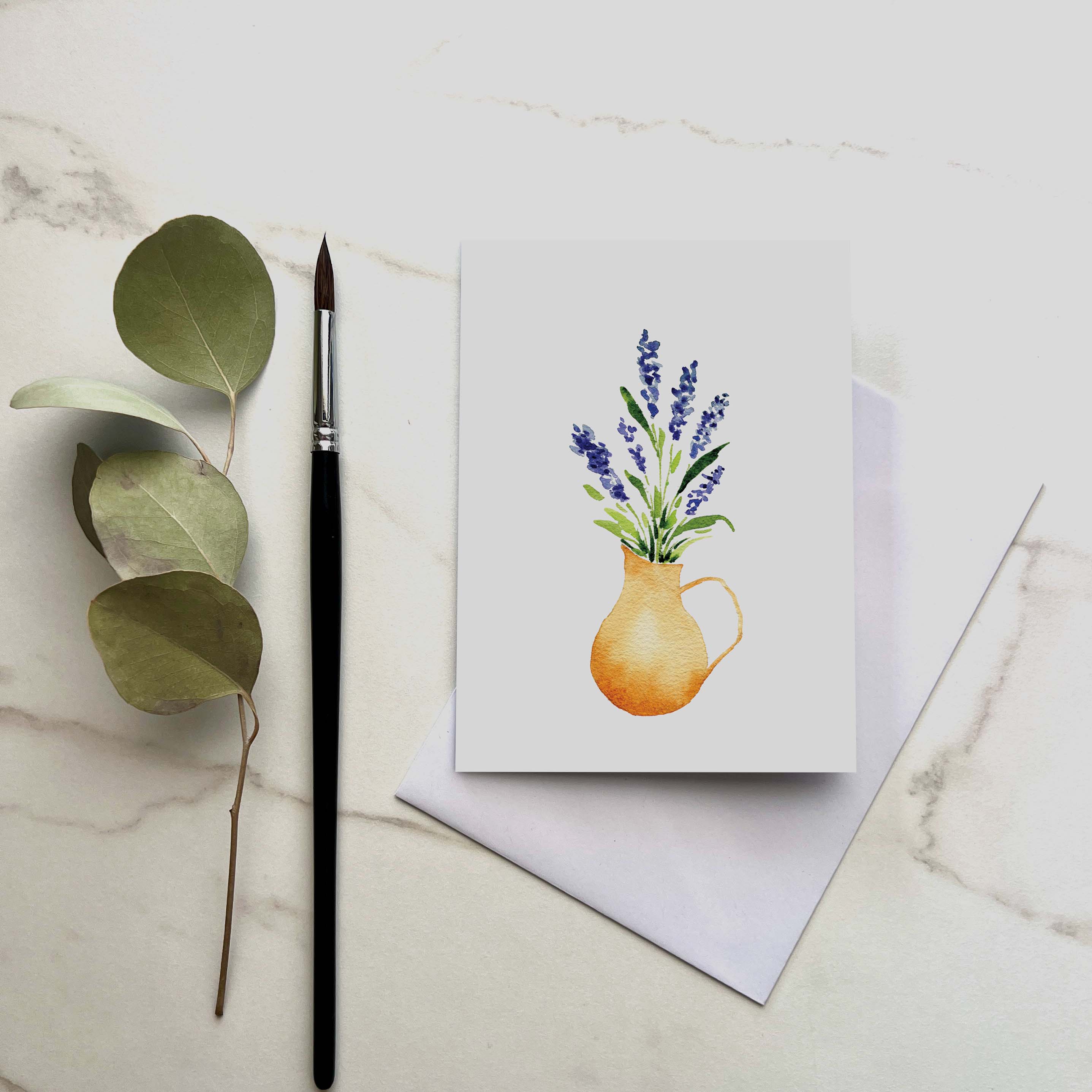 Lavenders in Vase – Greeting Card