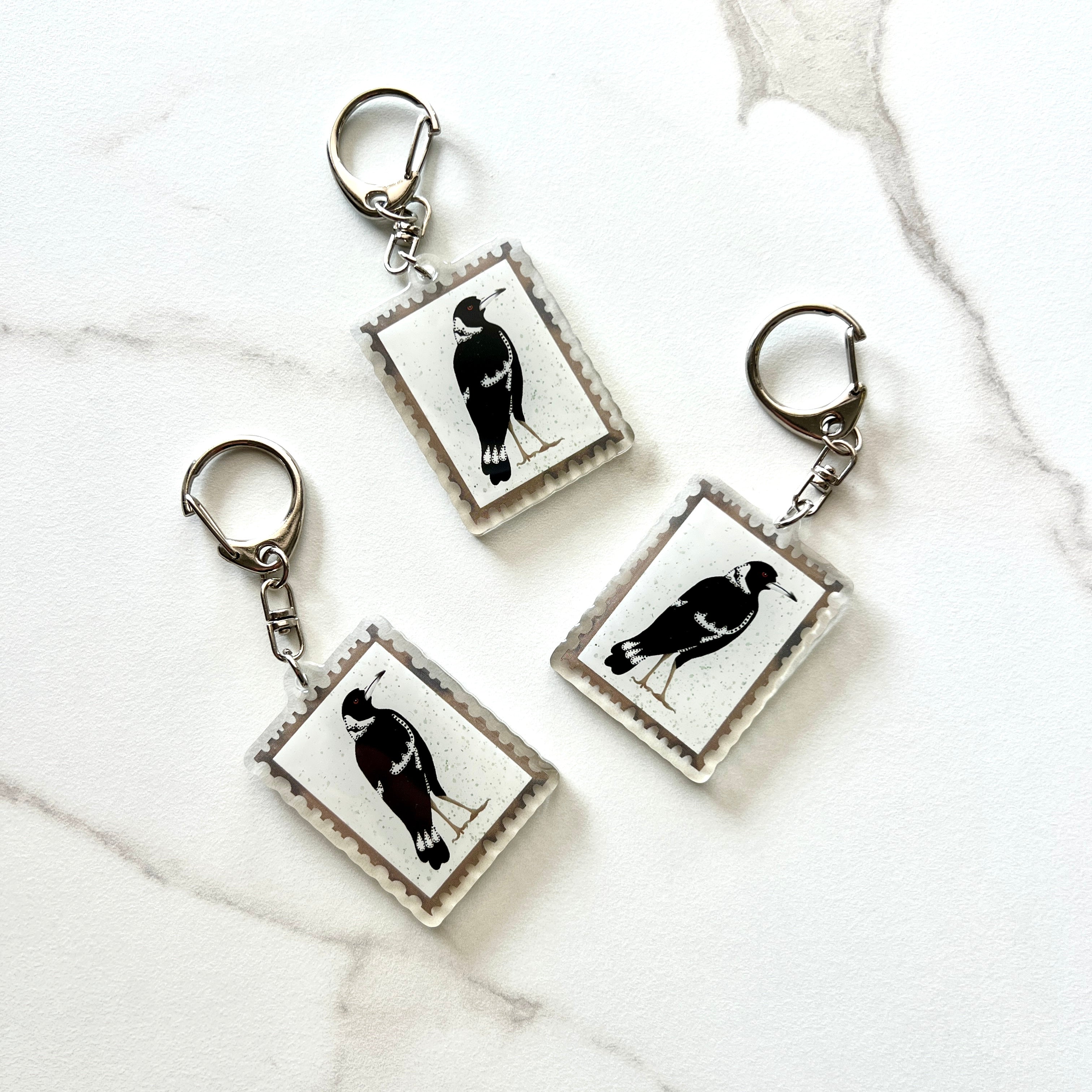 Australian magpie acrylic keychain for collingwood fans