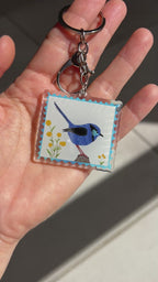 Blue wren keyring