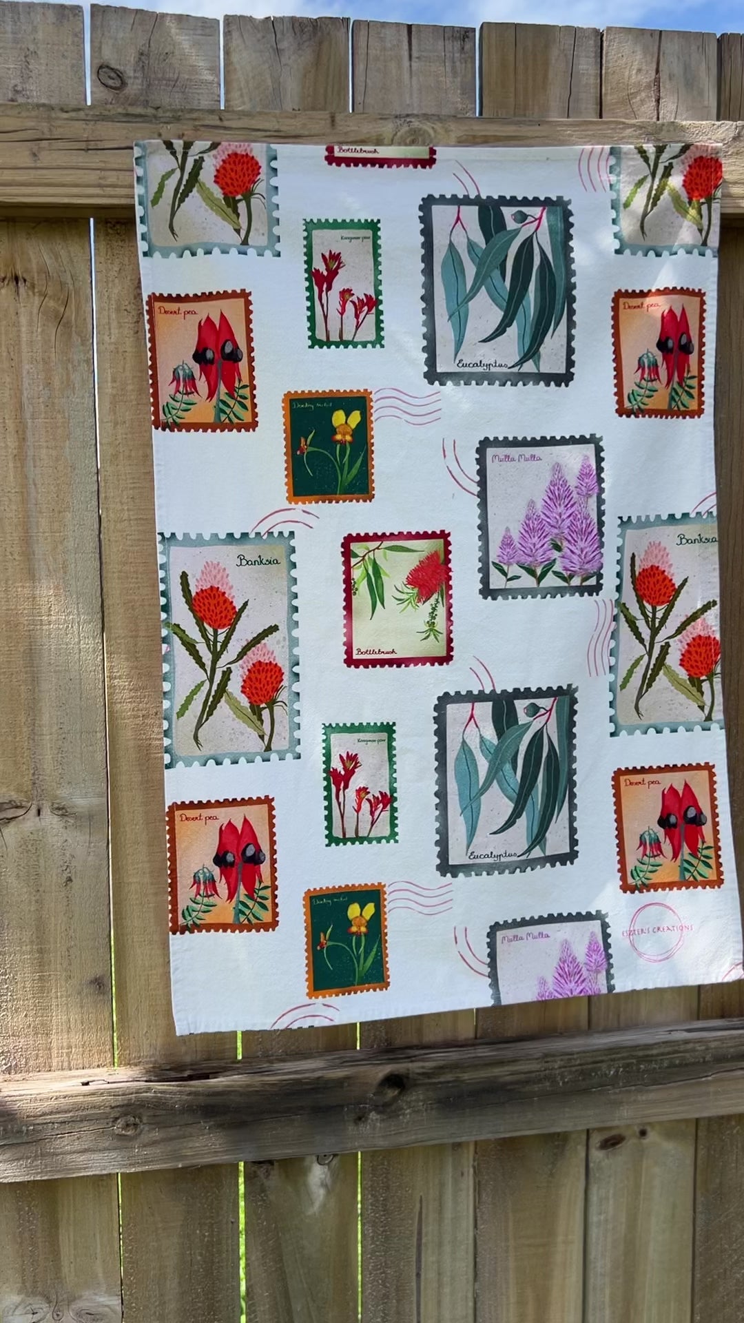 australian wildflower teatowel