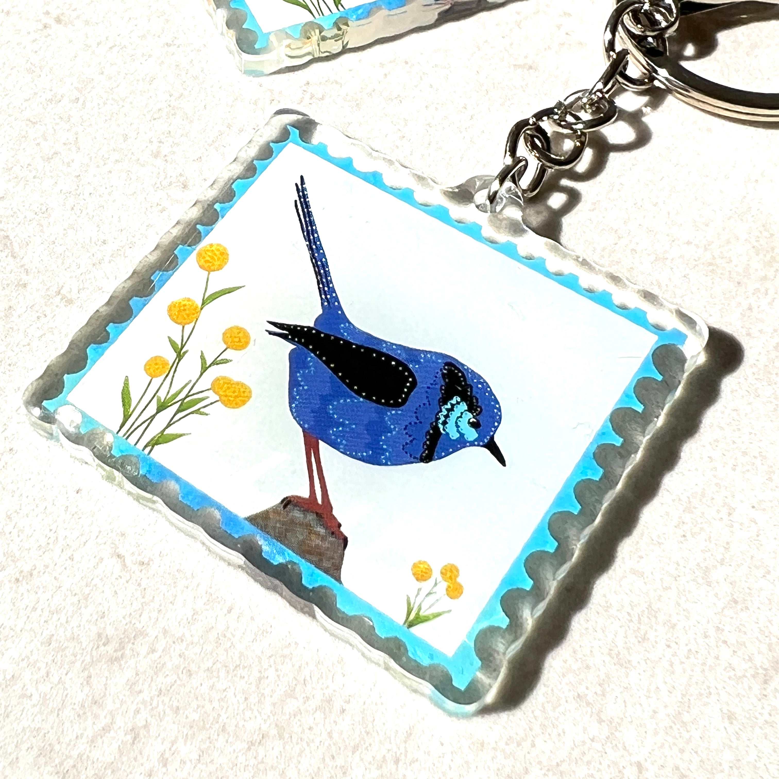 australian splendid fairy wren acrylic keyring by eszter's creations