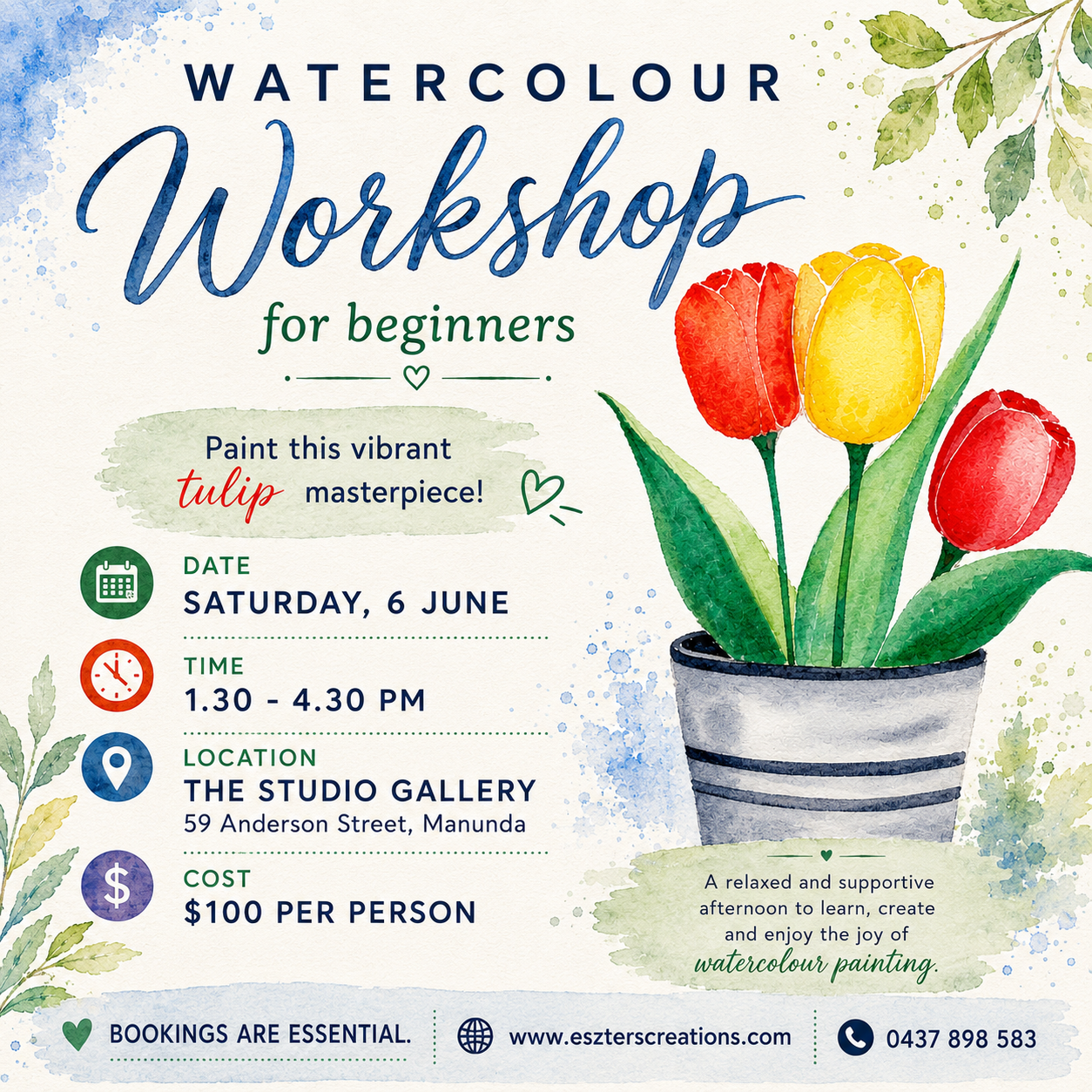 watercolour workshop in Cairns for beginners